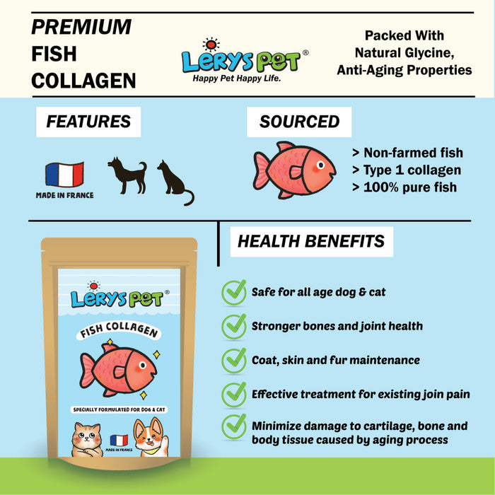 Premium Fish Collagen 50g + Floss Chicken Stix Cat & Dog Leryspet