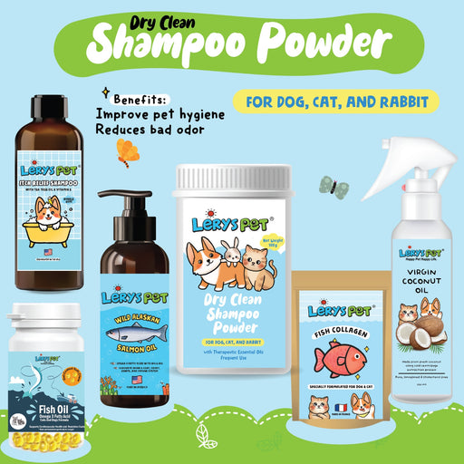 Dry Clean Shampoo + Salmon Oil | VCO+ Fish Collagen +Shampoo Anjing + Fish Oil