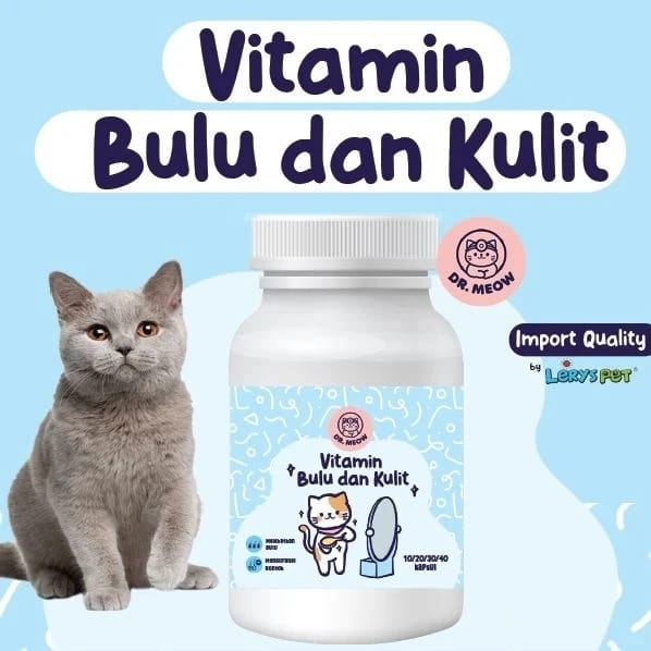 Vitamin Kulit & Bulu Kucing | Mengatasi Bulu Rontok | 10 Kapsul | Dr Meow