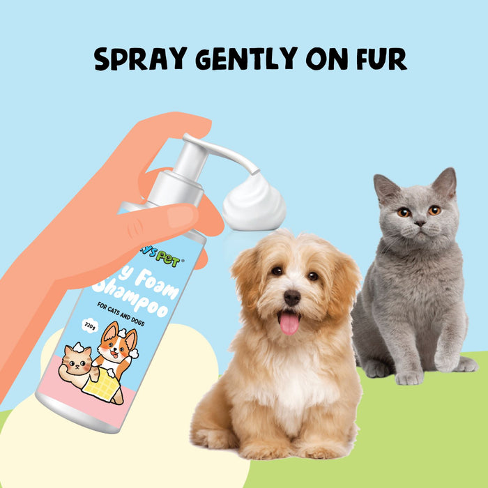 Dry Foam Shampoo 220ml | Cats & Dogs | Shampo Hewan Tanpa Bilas