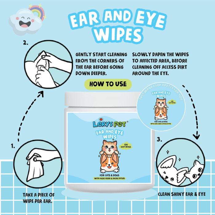 Ear & Eye pet wipes | Dog & Cat Tearstain remover | Leryspet