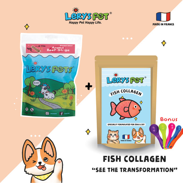 Premium Fish Collagen 50g + Aroma Beef for Dog Anjing Leryspet