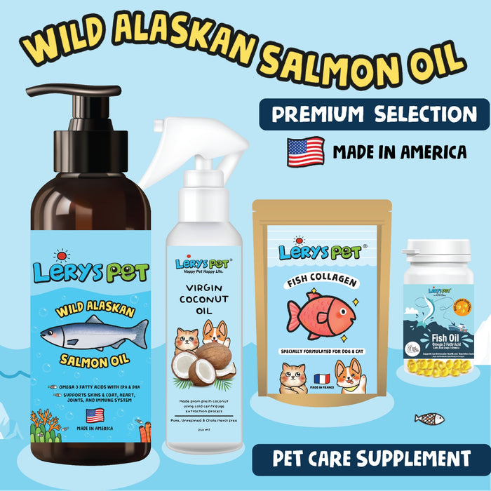 Salmon Oil + VCO + Fish Collagen + Fish Oil | For Dog & Cat | Leryspet