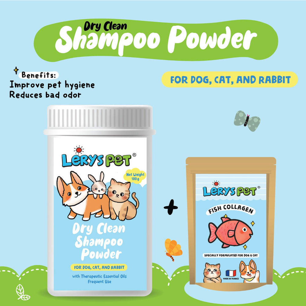 shampoo powder + fish collagen 50 gr - leryspet