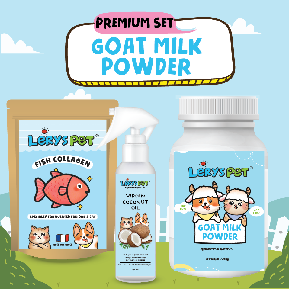 Goat Milk Powder +Fish Collagen + VCO | Susu Anjing & Kucing| Leryspet