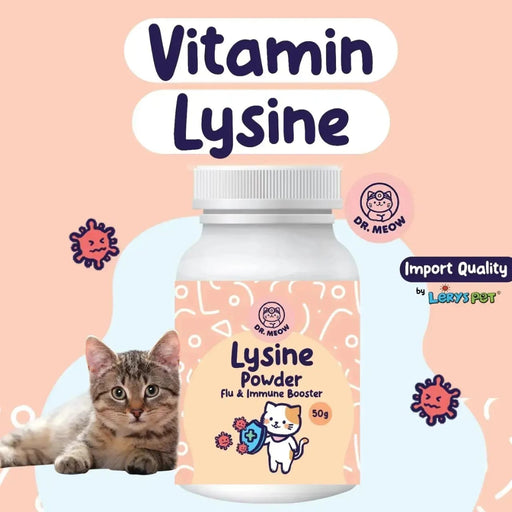 Vitamin Lysine Powder kucing | Dr Meow | Flu & Immune Booster | Leryspets