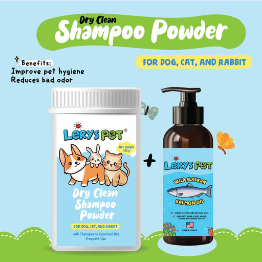 Dry Clean Shampoo Anjing + Salmon Oil | Dog Shampoo | Leryspet